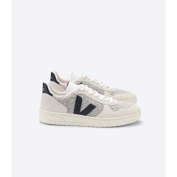 Women's Veja V-10 FLANNEL Sneakers White/Black | ZA 643ZUT